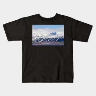 Snow Covered Mountains on Arctic Spitsbergen Kids T-Shirt